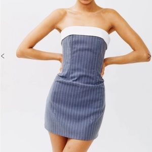 With Jean Women’s Strapless Pinstripe Dress